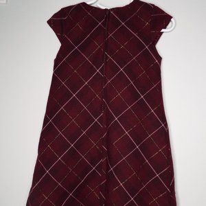 H&M Girls Dress Size 5-6 y.o.  Shortsleeve A-Line Crew Neck Bow Maroon Metallic
